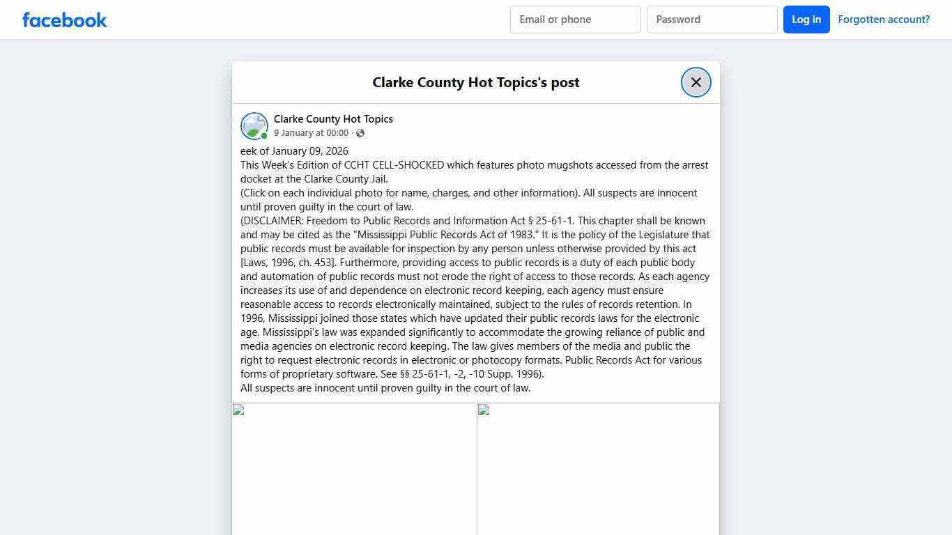 eek of January 09, 2026 This... - Clarke County Hot Topics | Facebook