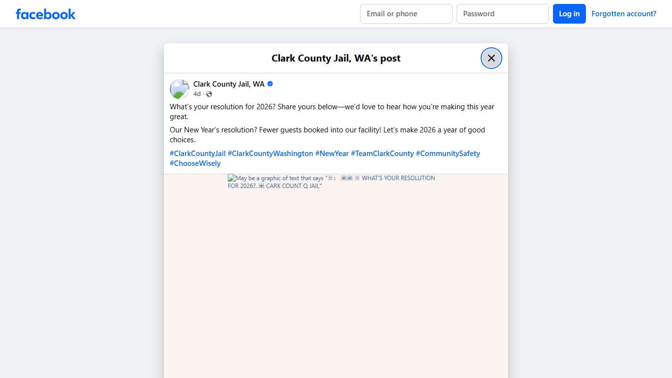 What’s your resolution for 2026?... - Clark County Jail, WA | Facebook